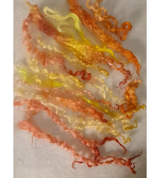 Mixed breeds curly wool, 10g Yellows and Oranges