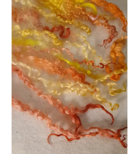 Mixed breeds curly wool, 10g Yellows and Oranges