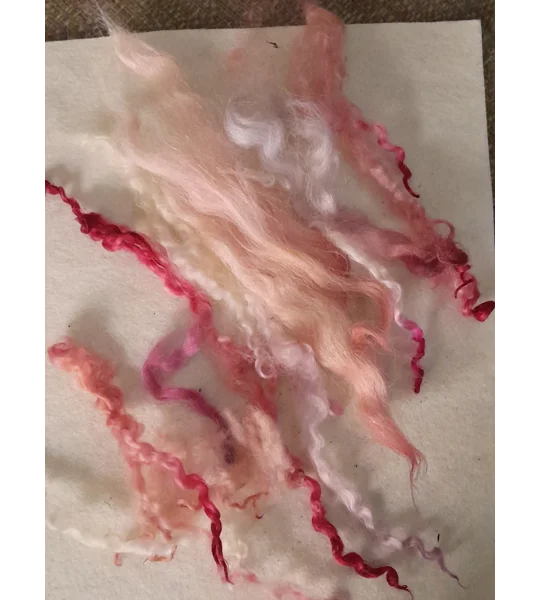 Mixed breeds curly wool, 10g pinks and reds