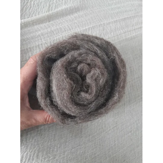 grey brown sliver, wool sliver, crafting wool, felting wool, carded wool