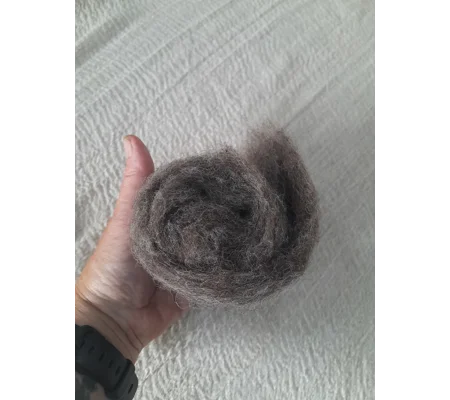 Carded natural fibre sliver in brown/grey, pick your weight