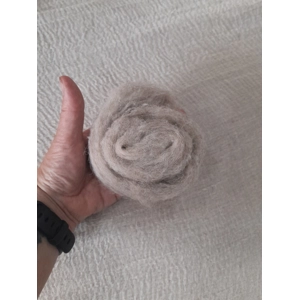 Carded natural fibre sliver in woodsmoke light grey/brown, pick your weight