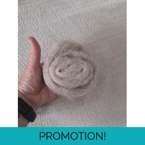 Carded natural fibre sliver in woodsmoke light grey/brown, pick your weight