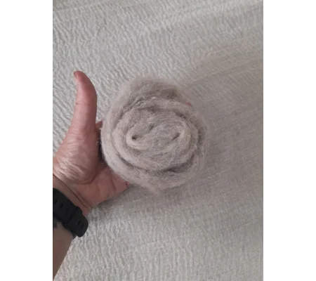 Carded natural fibre sliver in woodsmoke light grey/brown, pick your weight
