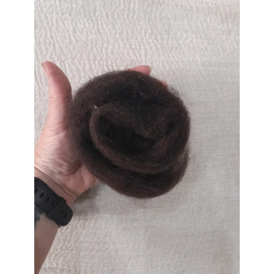 Carded natural fibre sliver in black coffee dark brown/black, pick your weight Carded natural fibre sliver in black coffee dark brown/black, pick your weight