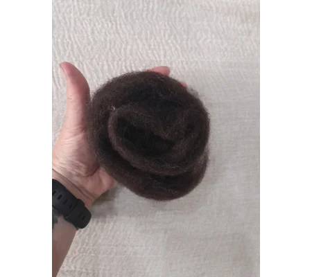 Carded natural fibre sliver in black coffee dark brown/black, pick your weight