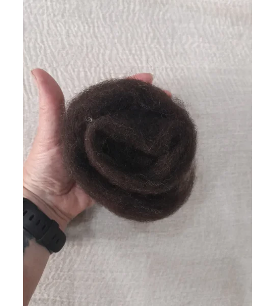 black coffee felting wool, black coffee needle felting wool, black coffee carded fibre for spinning, black coffee carded fibre for weaving, black coffee carded fibre for felting
