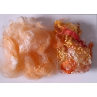 Wool Cloud with orange and  yellow wool locks, hand dyed - 20g