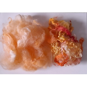 Wool Cloud with orange and  yellow wool locks, hand dyed - 20g