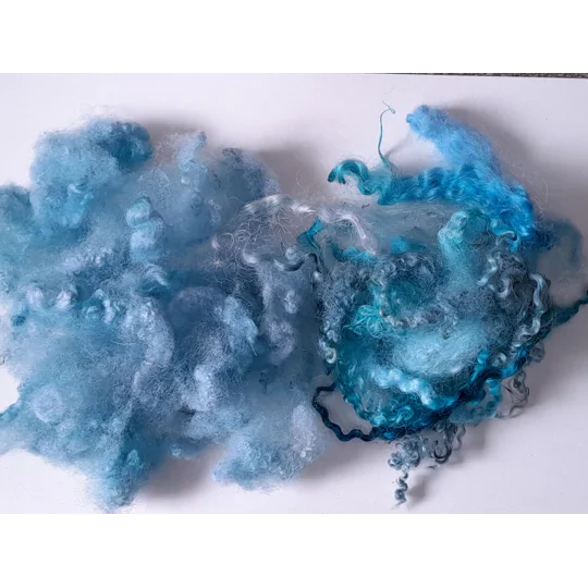 Wool Cloud with blue wool locks, hand dyed - 20g