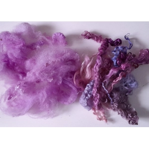 Wool Cloud with purple wool locks, hand dyed - 20g