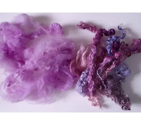 Wool Cloud with purple wool locks, hand dyed - 20g
