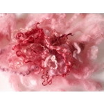 Wool Cloud with red and pink wool locks, hand dyed - 20g Wool Cloud with red and pink wool locks, hand dyed - 20g