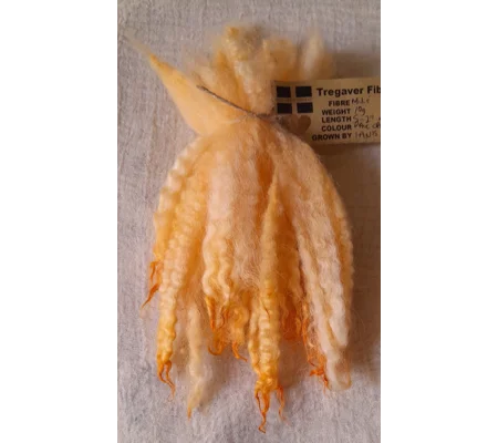 Mule - Blue Faced Leicester x swaledale, hand dyed pale orange- 10g bunch wool locks