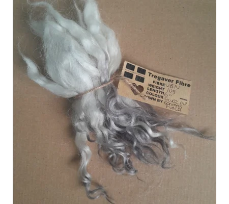 natural and silver Valais Blacknose wool locks, 10g, curly wool