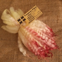 Mule - Blue Faced Leicester x swaledale, hand dyed pale yellow and pink dip- 10g bunch wool locks