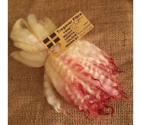 Mule - Blue Faced Leicester x swaledale, hand dyed pale yellow and pink dip- 10g bunch wool locks