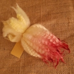 Mule - Blue Faced Leicester x swaledale, hand dyed pale yellow and pink dip- 10g bunch wool locks Mule - Blue Faced Leicester x swaledale, hand dyed pale yellow and pink dip- 10g bunch wool locks