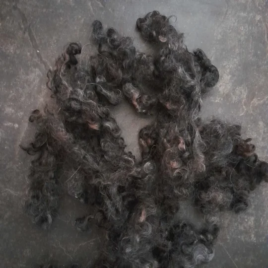 black curly wool, grey curly wool, brown curly wool, needle felting wool