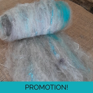 Stormy Skies white/cream/blue/grey sparkle Carded Art Batt 30g