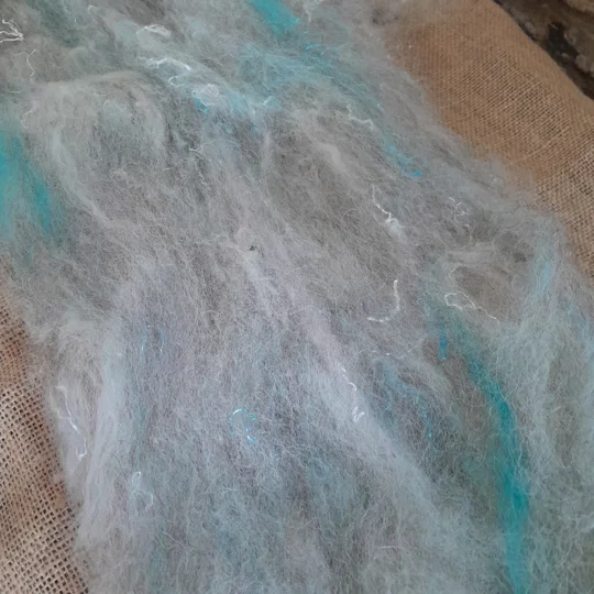 Stormy Skies white/cream/blue/grey sparkle Carded Art Batt 30g