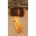Black Brown and Orange Carded Art Batt 30g with 10g bunch of orange teeswater locks Black Brown and Orange Carded Art Batt 30g with 10g bunch of orange teeswater locks