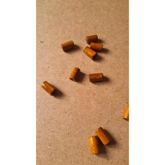 Natural wood cylindrical tube beads pale wood