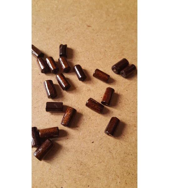 Natural wood tube beads dark wood