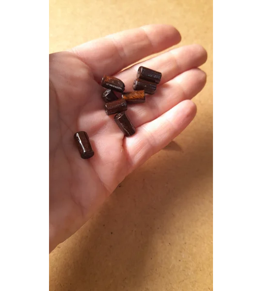 Natural wood tube beads dark wood