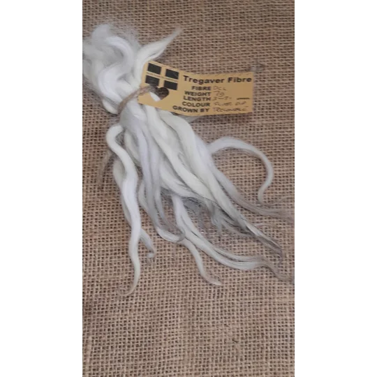 Silver dip wavy wool locks, Devon and Cornwall Longwool 7g