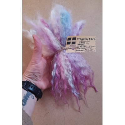 Pink blue and purple pastels Valais Blacknose wool locks, 10g  inspired by Enid from Wednesday Pink blue and purple pastels Valais Blacknose wool locks, 10g  inspired by Enid from Wednesday