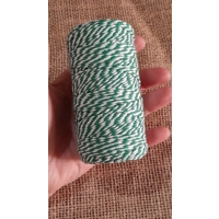 Cotton Twine / thread, warp threads, macrame cord - in green and white