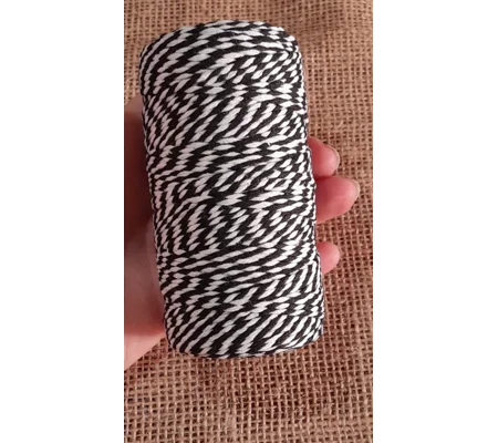 Cotton Twine / thread, warp threads, macrame cord - in black and white