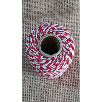 Cotton Twine / thread, warp threads, macrame cord - in red and white Cotton Twine / thread, warp threads, macrame cord - in red and white