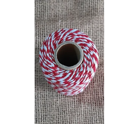 Cotton Twine / thread, warp threads, macrame cord - in red and white