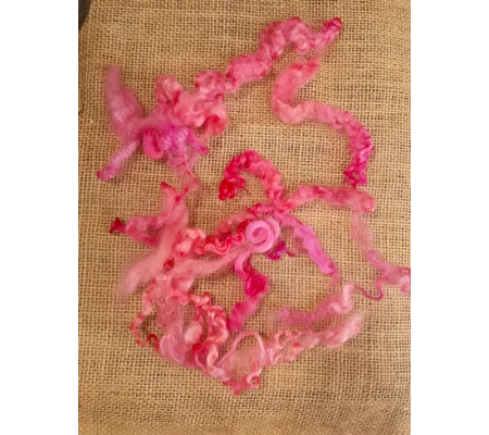 Mixed breeds curly wool, 10g Pinks Coral and Slamon