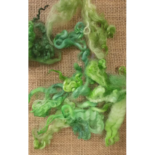 Mixed breeds curly wool, 10g Bright and light Green mix