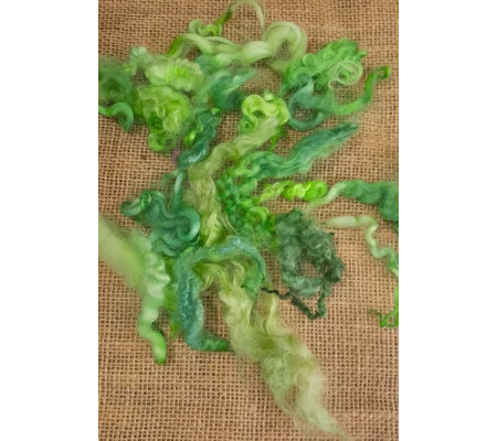 Mixed breeds curly wool, 10g Bright and light Green mix