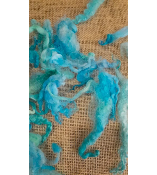 Mixed breeds curly wool, 10g Ocean Blue Green MIx