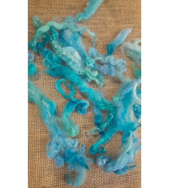 Mixed breeds curly wool, 10g Ocean Blue Green MIx
