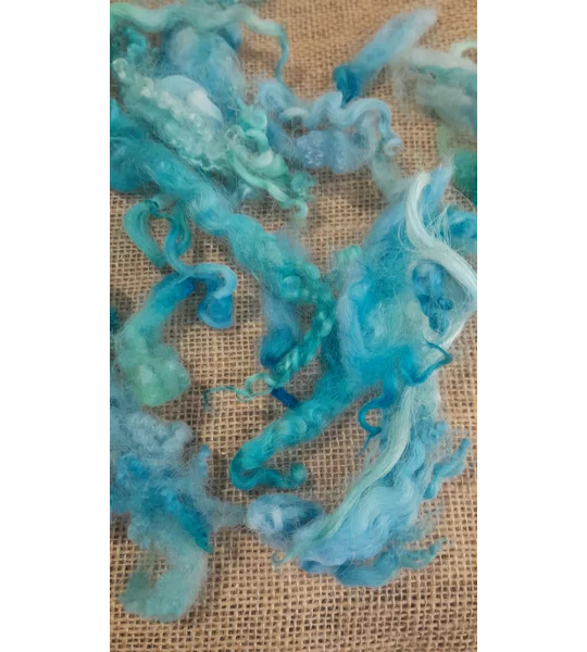 Mixed breeds curly wool, 10g Ocean Blue Green MIx