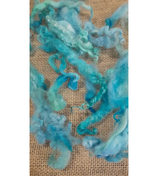 Mixed breeds curly wool, 10g Ocean Blue Green MIx
