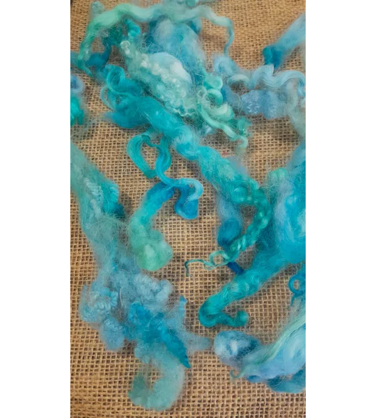 Mixed breeds curly wool, 10g Ocean Blue Green MIx