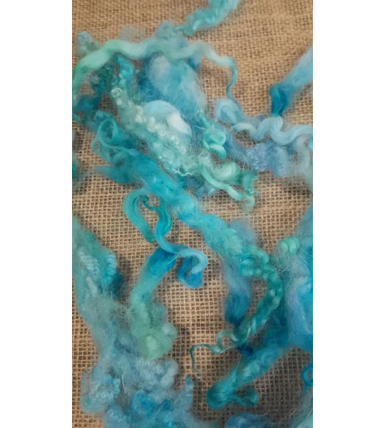 Mixed breeds curly wool, 10g Ocean Blue Green MIx