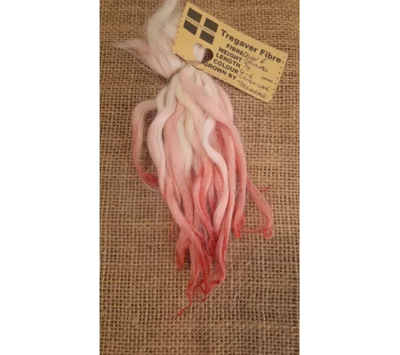 Candy Cane pink/white/cream wavy wool locks, Devon and Cornwall Longwool 7g