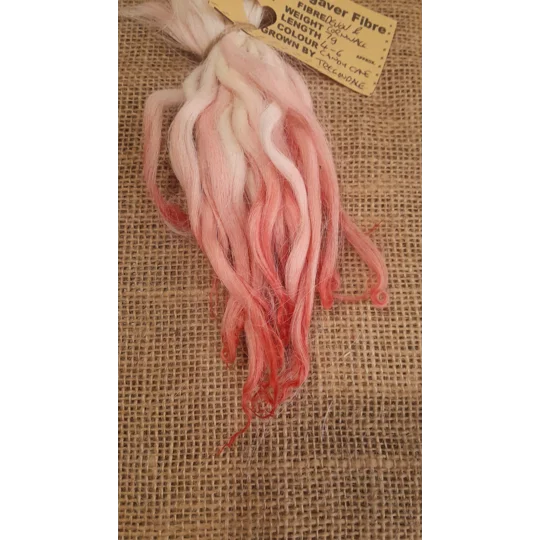 Candy Cane pink/white/cream wavy wool locks, Devon and Cornwall Longwool 7g