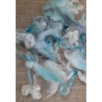 Mixed breeds curly wool, "Winter Wonderland" blue white silver cream grey10g