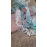 Mixed breeds curly wool, "Winter Wonderland" blue white silver cream grey10g