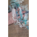 Mixed breeds curly wool, "Winter Wonderland" blue white silver cream grey10g