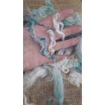 Mixed breeds curly wool, "Winter Wonderland" blue white silver cream grey10g
